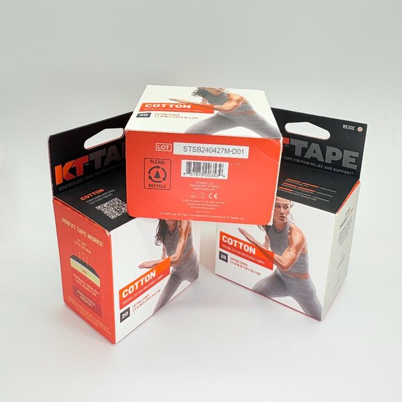 3 x KT TAPE Kinesiology Tape Beige 20 Cotton Strips per Box - Picture 3 of 3